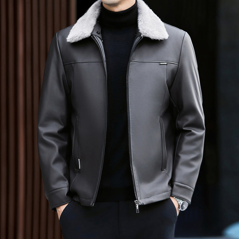 Leather Down Jacket Men
