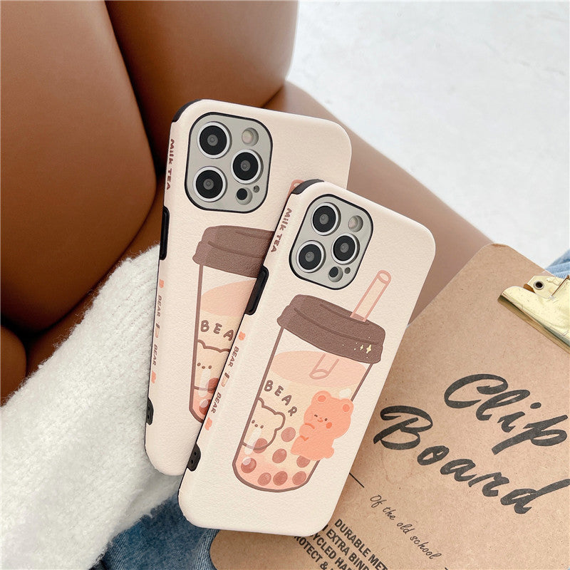 Compatible with Apple, Compatible with Apple , Milk Tea Bear For Iphone12Pro Max iphone 11 Mobile Phone Case