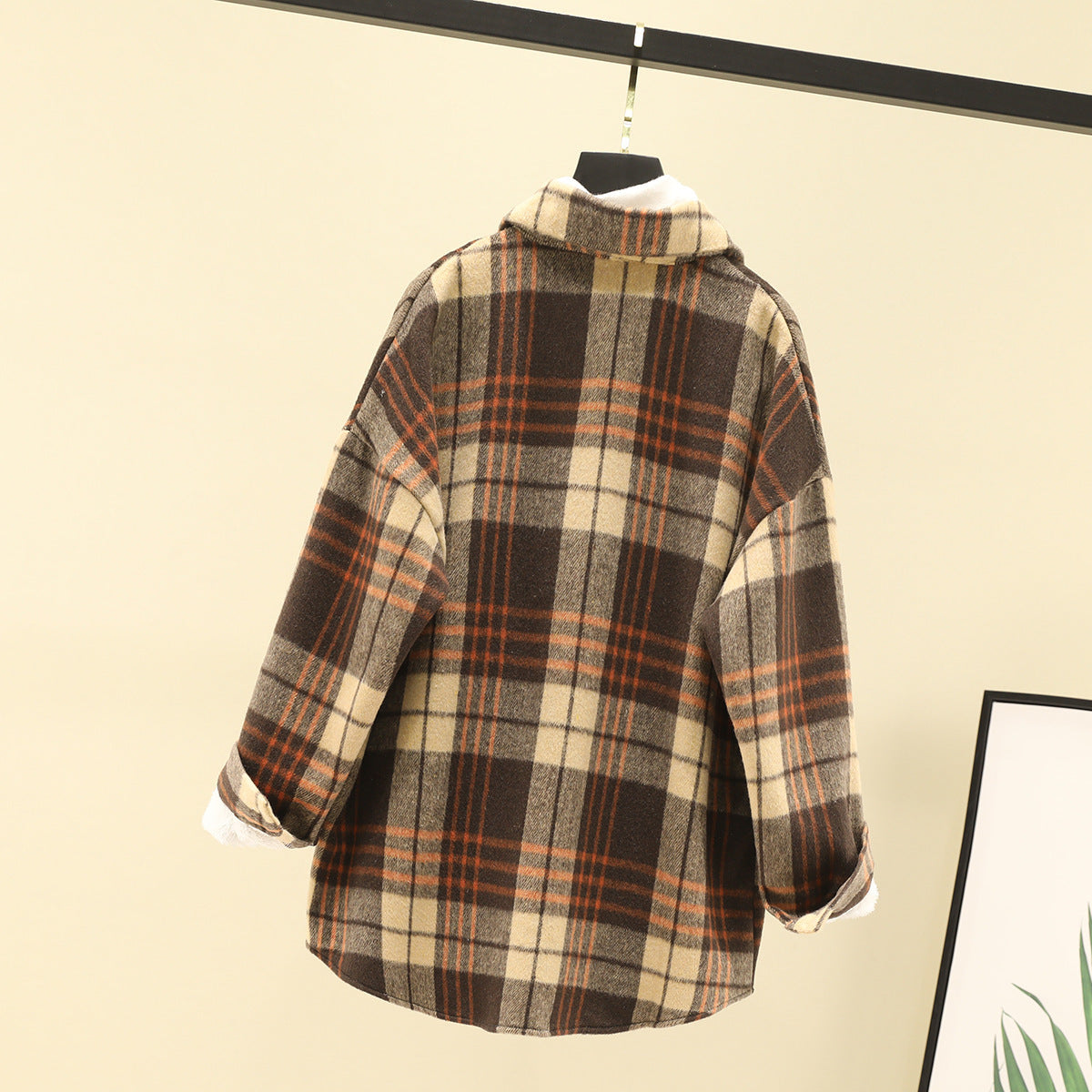 Japanese Woolen Cardigan Coat Fleece Plaid Shirt Women