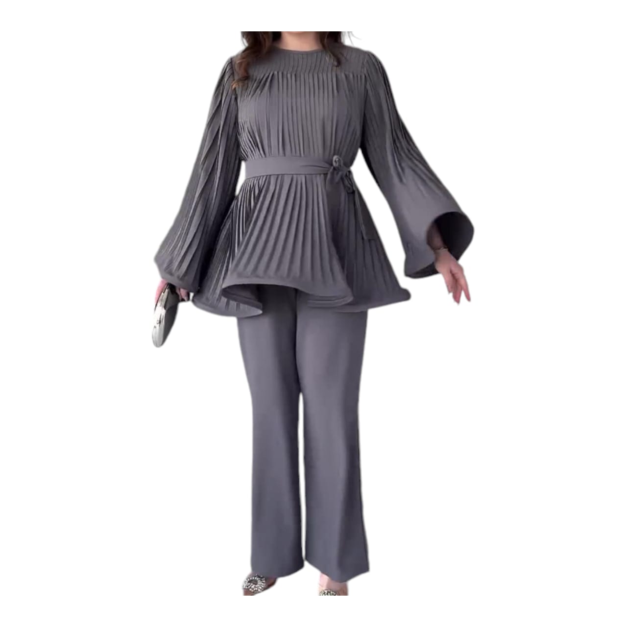 Crew-neck Swing Top Elegant Suit