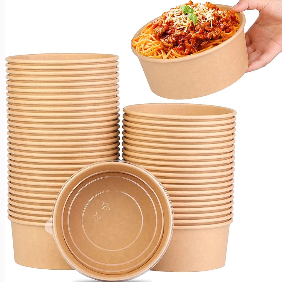 Kraft Paper Disposable Fast Food Box Round Thickening