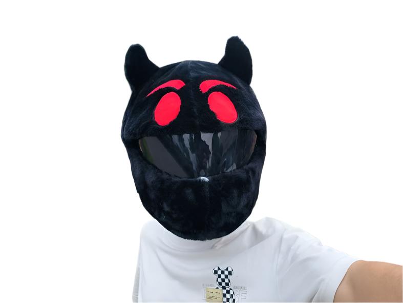 Cartoon Plush Motorbike Full Face Helmet Headgear