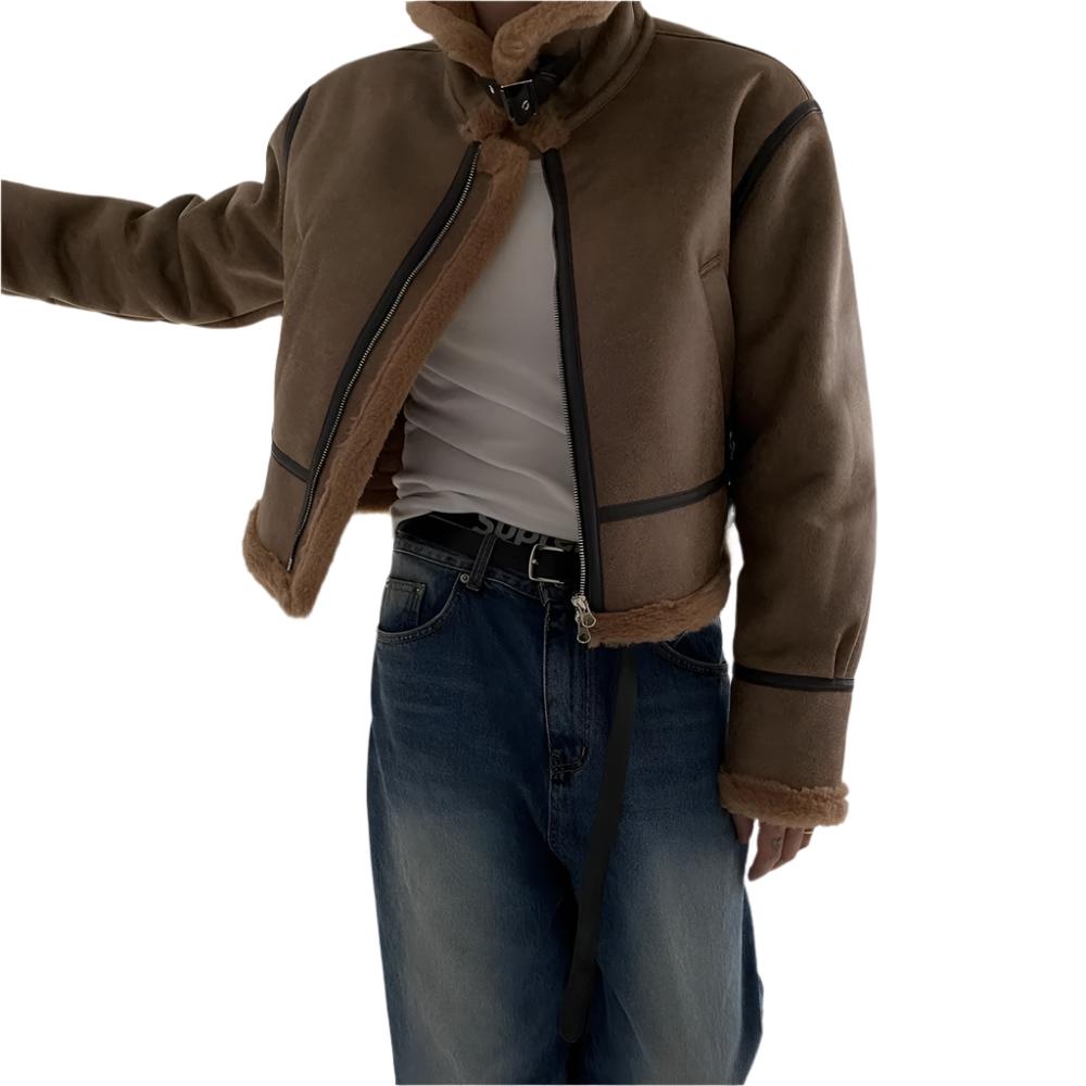 South Korea Fur Integrated Cotton Coat Loose Suede Lambswool Leather Jacket