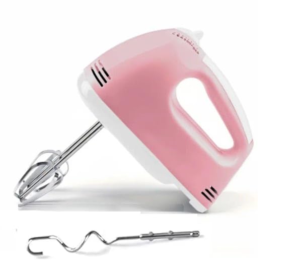 Multi-7 Speed Electric Hand Mixer with Stainless Steel Whisk, Beaters, Dough Sticks, Multiple Colors (Pink, 12.8 × 18 × 8.5 cm,) (1, Yellow)