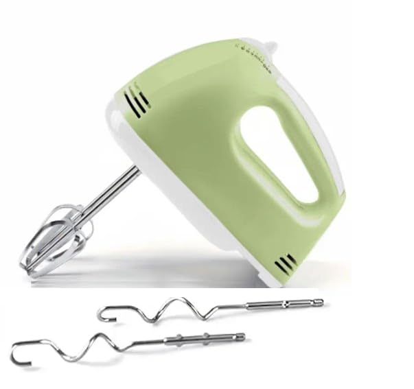 Multi-7 Speed Electric Hand Mixer with Stainless Steel Whisk, Beaters, Dough Sticks, Multiple Colors (Pink, 12.8 × 18 × 8.5 cm,) (1, Yellow)