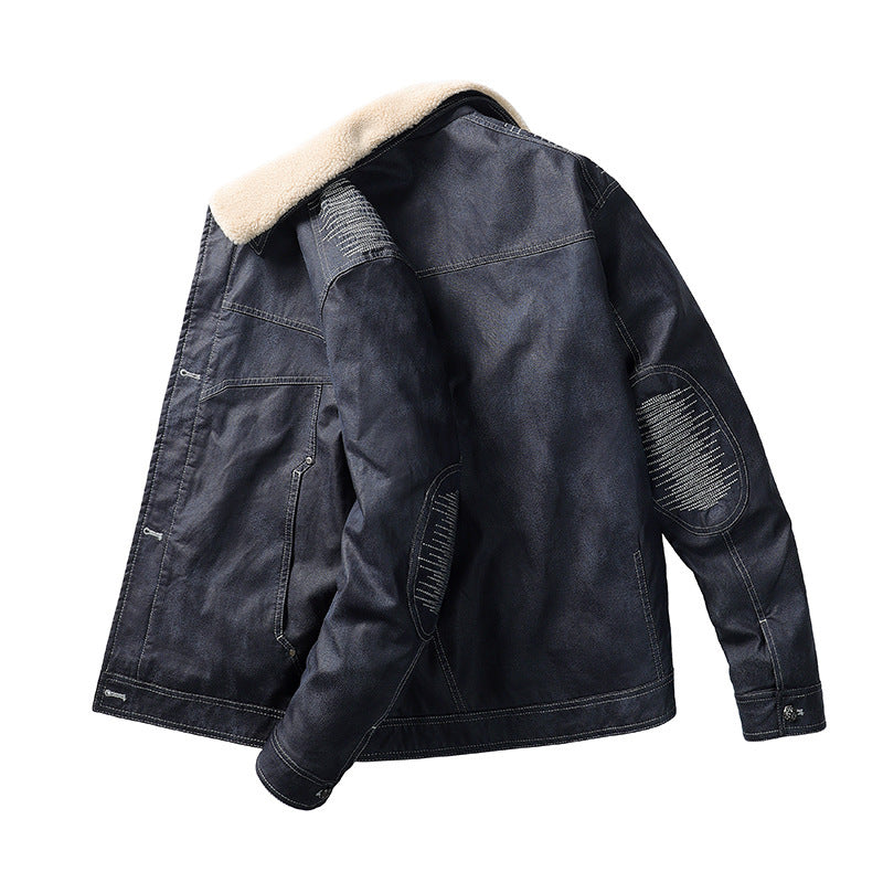 Men's Jacket New Embroidery Lapel Loose Warm Down Jacket