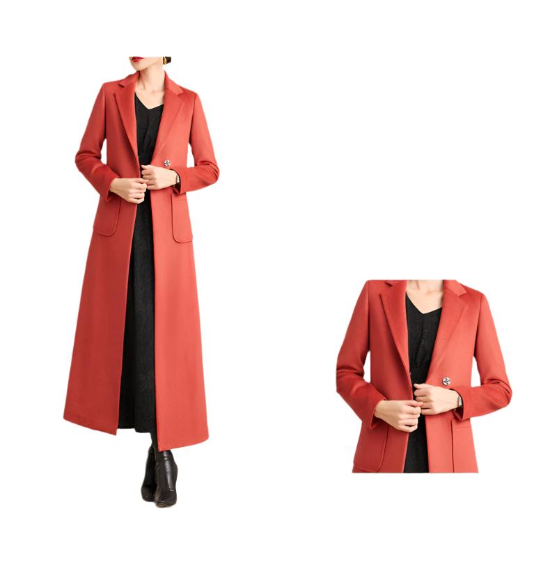 Double Faced Solid Color Slim Wool Coat