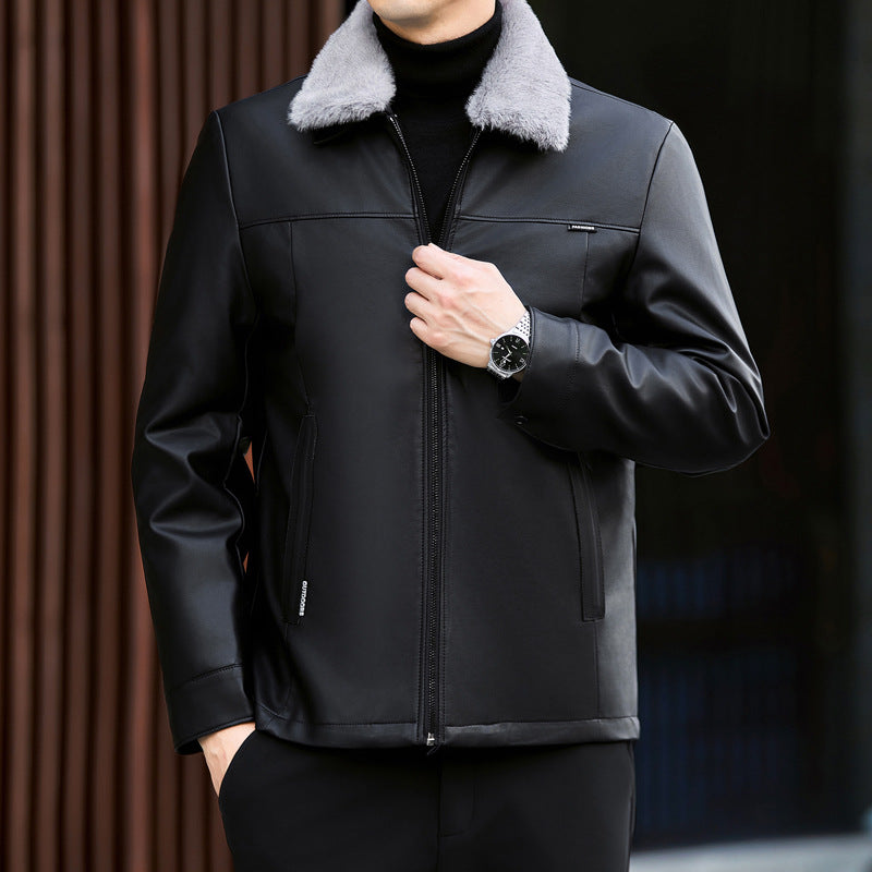 Leather Down Jacket Men