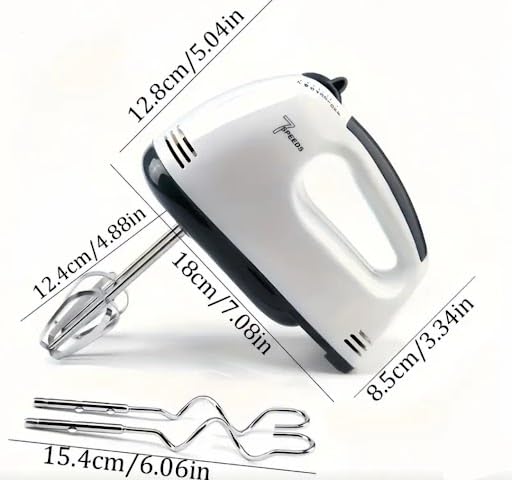Multi-7 Speed Electric Hand Mixer with Stainless Steel Whisk, Beaters, Dough Sticks, Multiple Colors (Pink, 12.8 × 18 × 8.5 cm,) (1, Yellow)