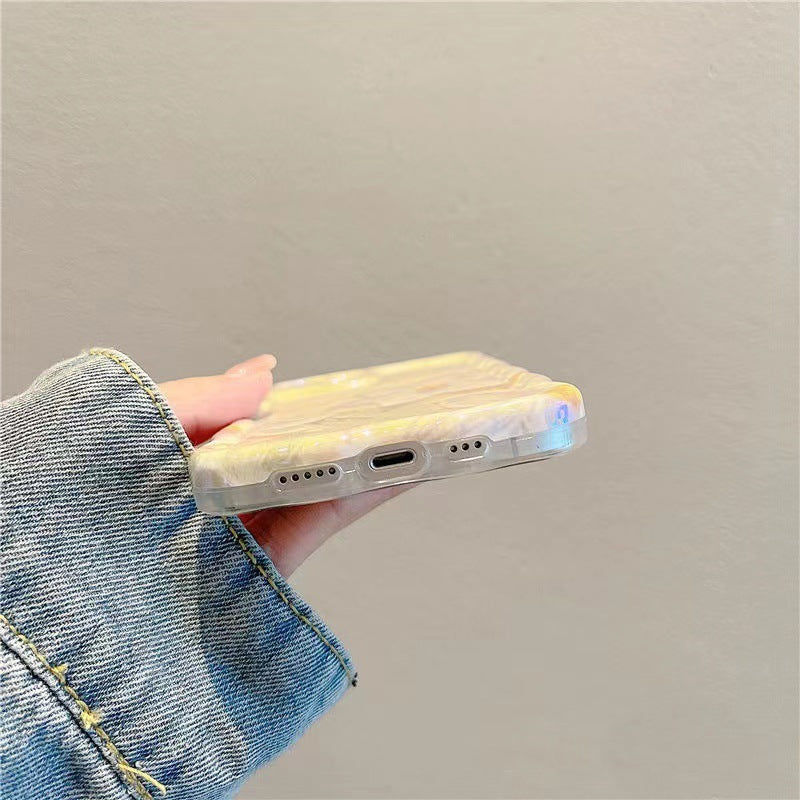 Light Matcha Green Oil Painting Flower Twist Blue Light Phone Case