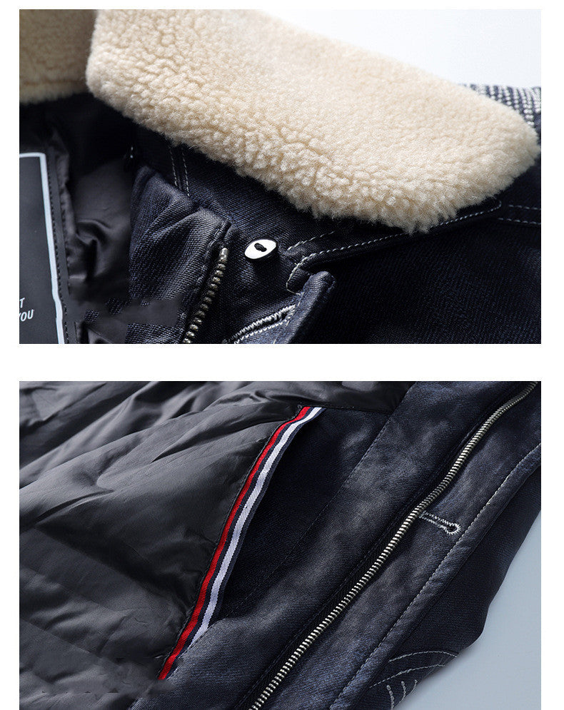 Men's Jacket New Embroidery Lapel Loose Warm Down Jacket