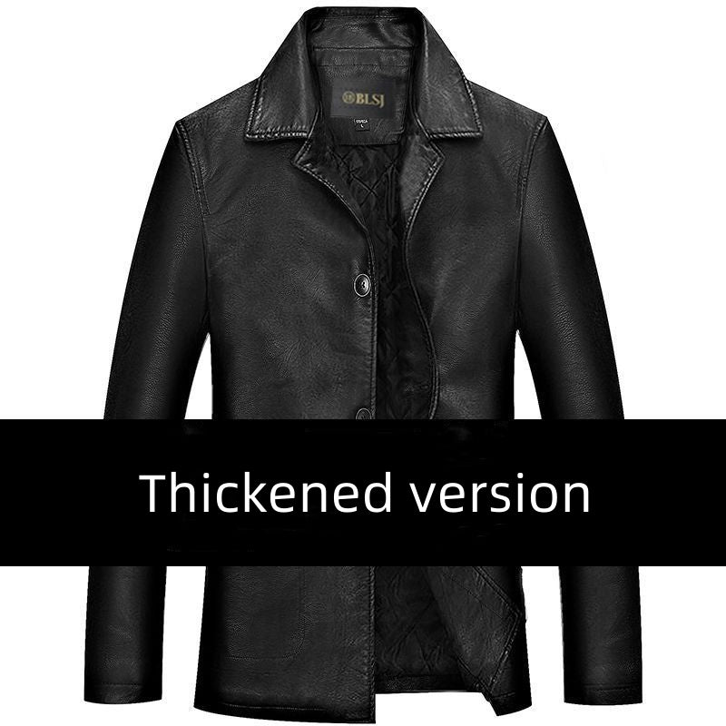 Men's Dad Solid Color Lather Coat