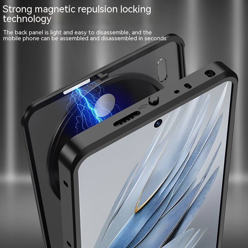 Metal Frame Phone Case Elastic Buckle Frosted Backboard Drop-resistant