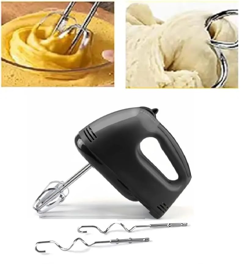 Multi-7 Speed Electric Hand Mixer with Stainless Steel Whisk, Beaters, Dough Sticks, Multiple Colors (Pink, 12.8 × 18 × 8.5 cm,) (1, Yellow)