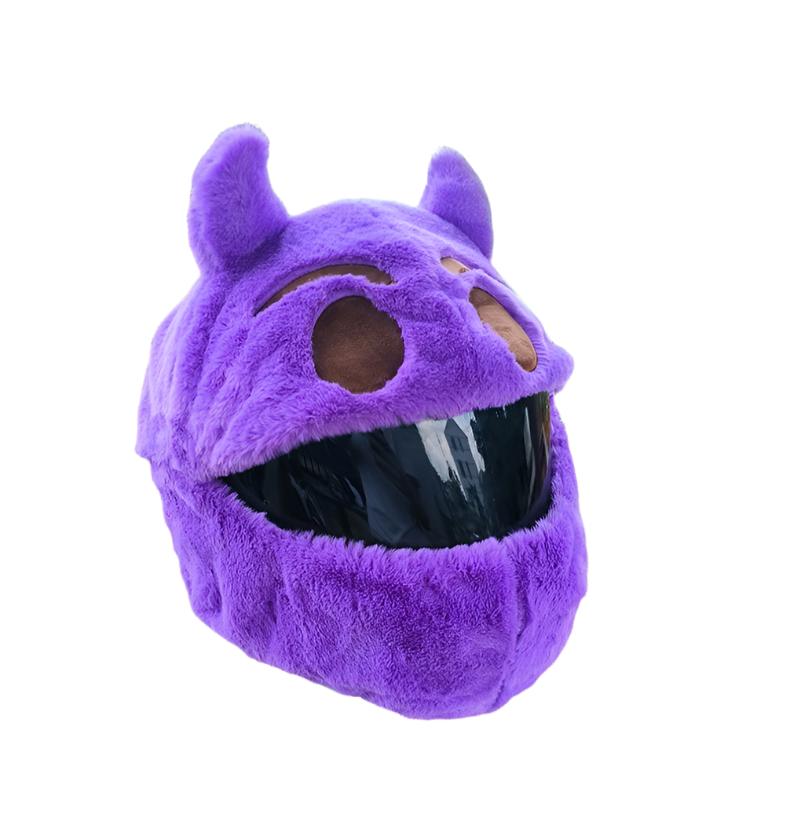 Cartoon Plush Motorbike Full Face Helmet Headgear