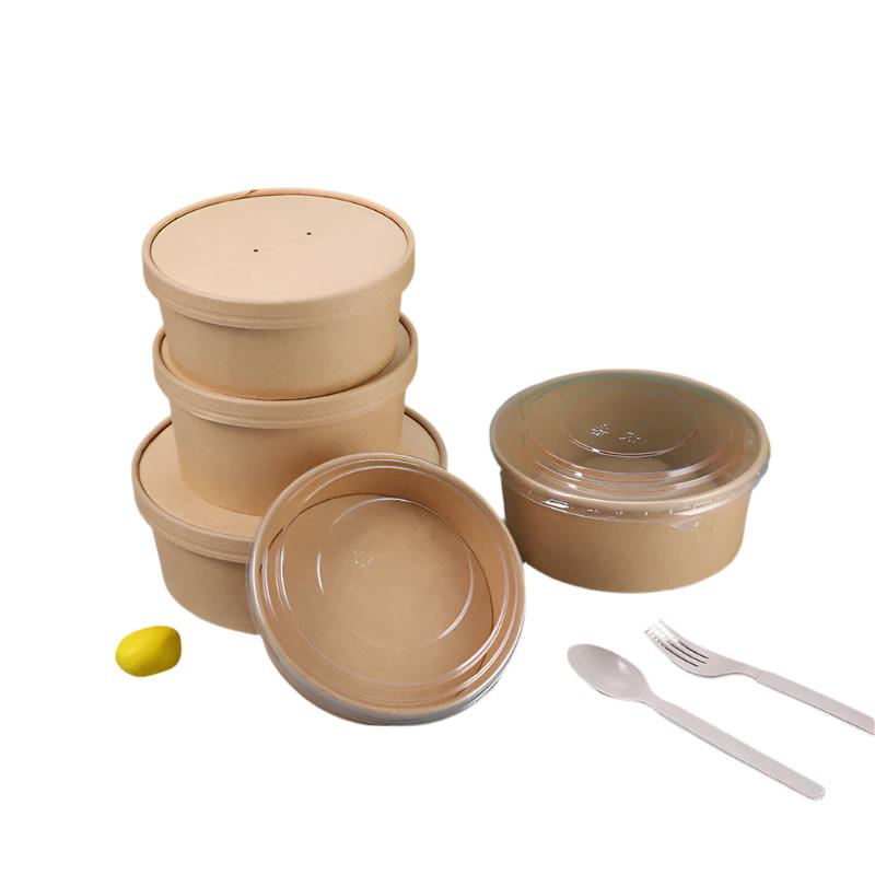 Kraft Paper Disposable Fast Food Box Round Thickening