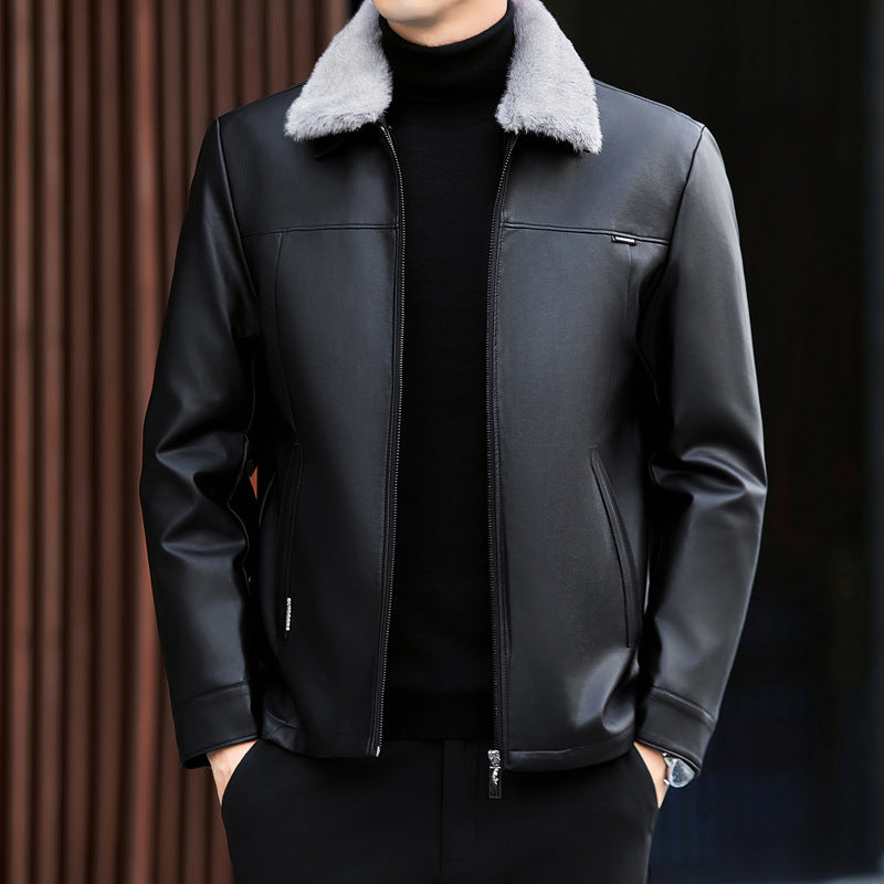 Leather Down Jacket Men