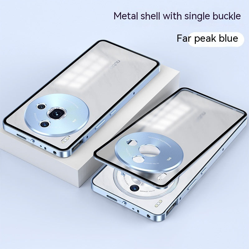 Metal Frame Phone Case Elastic Buckle Frosted Backboard Drop-resistant