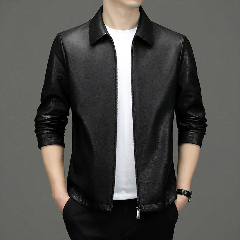 Lapel Ecological Real Leather Jacket Men