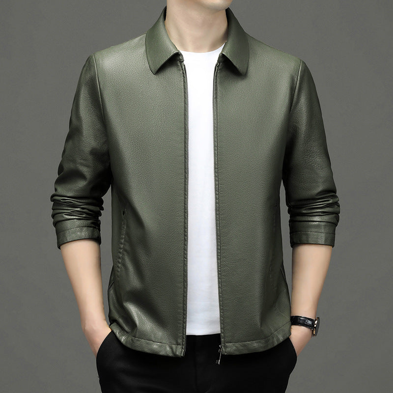 Lapel Ecological Real Leather Jacket Men