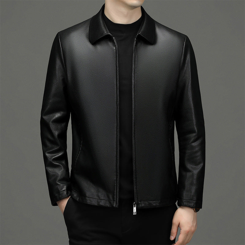 Lapel Ecological Real Leather Jacket Men