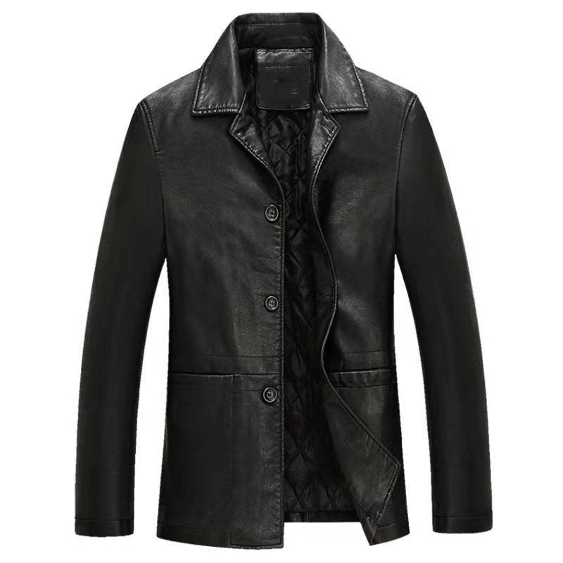 Men's Dad Solid Color Lather Coat
