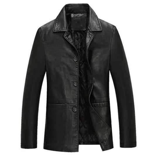Men's Dad Solid Color Lather Coat