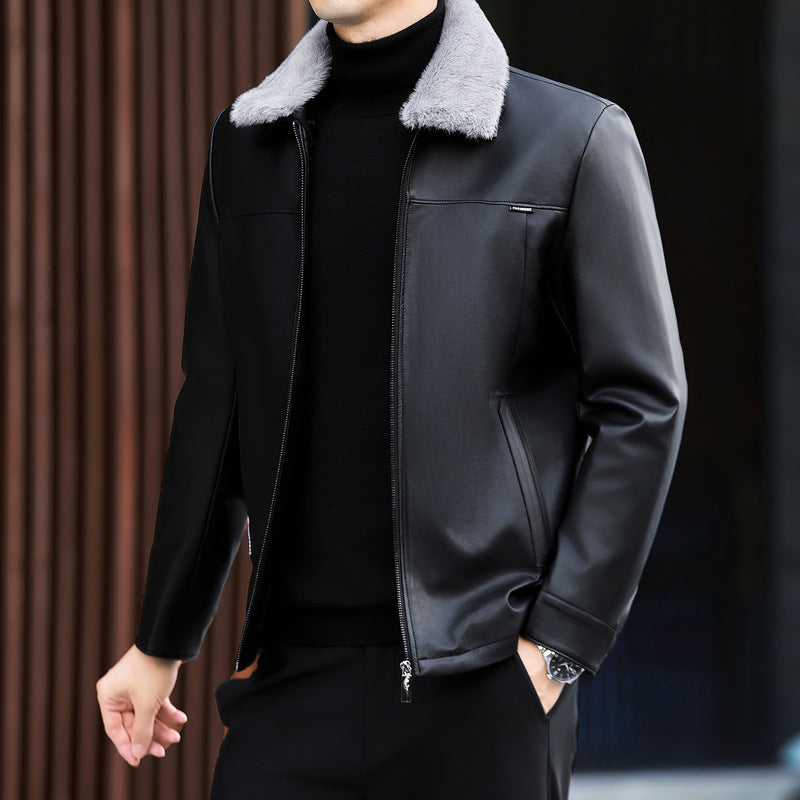 Leather Down Jacket Men