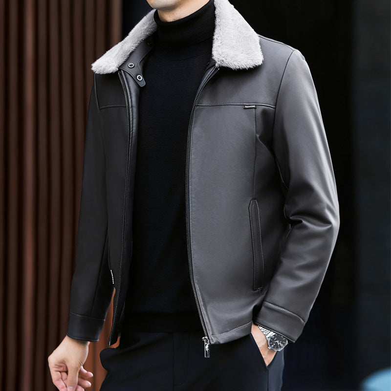 Leather Down Jacket Men