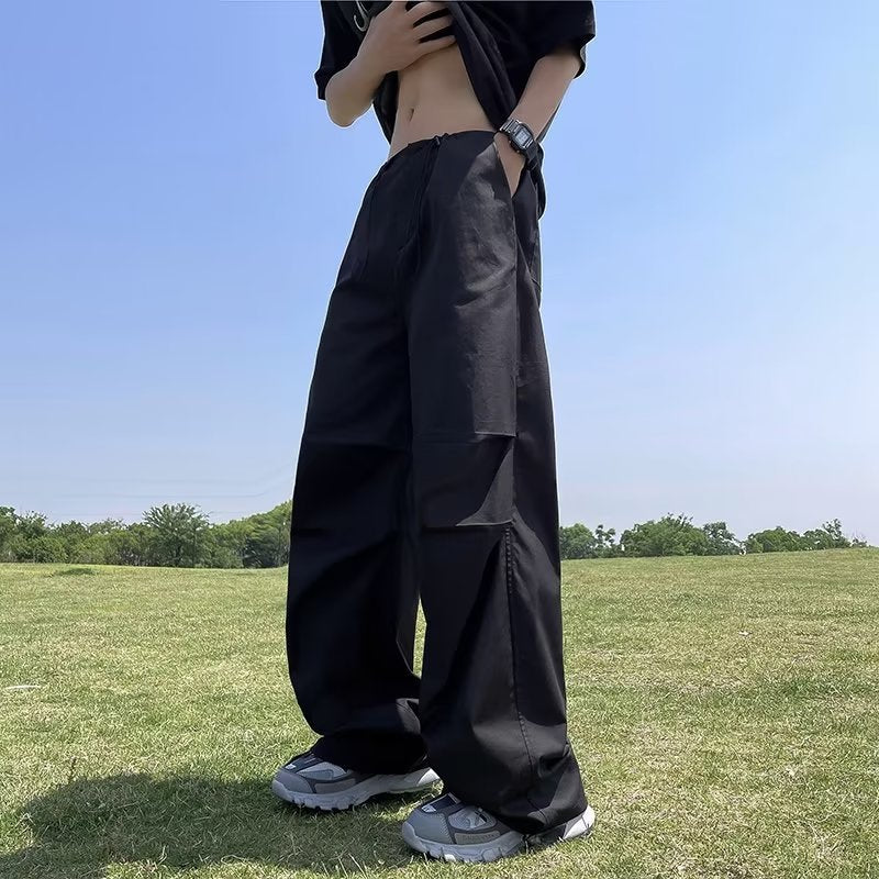 Drawstring Pleated Loose Casual Pants