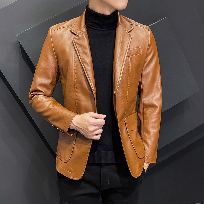 Men's Dad Solid Color Lather Coat