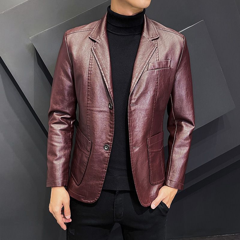 Men's Dad Solid Color Lather Coat