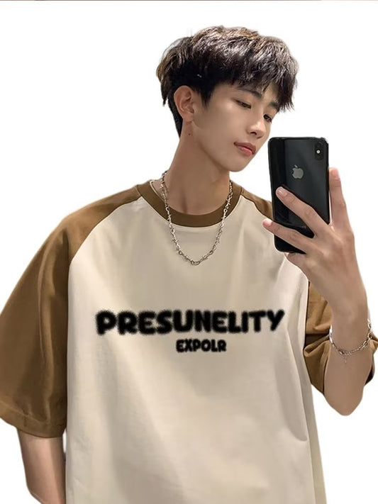 Men's Summer Loose Contrast Color Short T-shirt