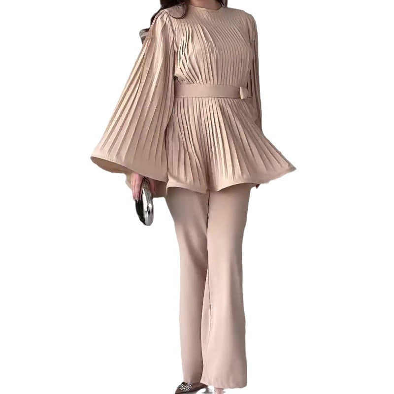 Crew-neck Swing Top Elegant Suit
