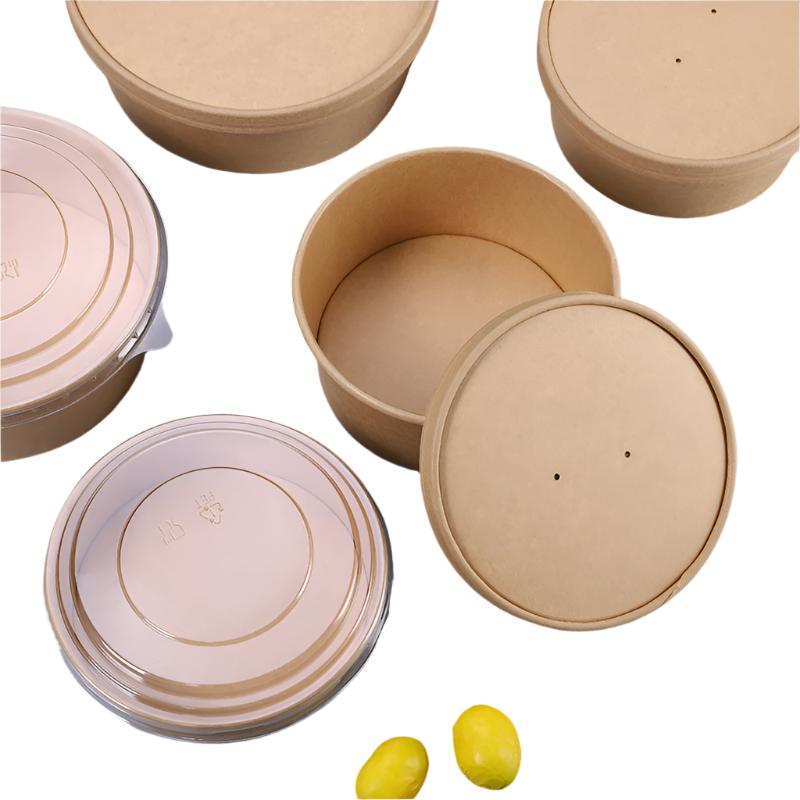 Kraft Paper Disposable Fast Food Box Round Thickening