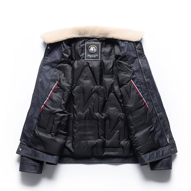 Men's Jacket New Embroidery Lapel Loose Warm Down Jacket