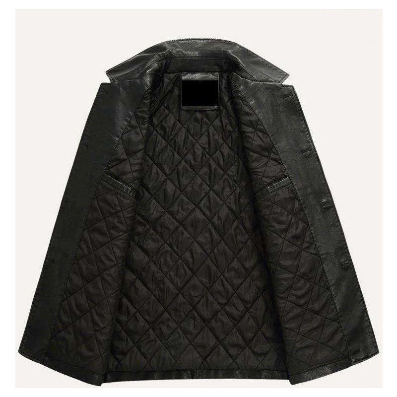 Men's Dad Solid Color Lather Coat