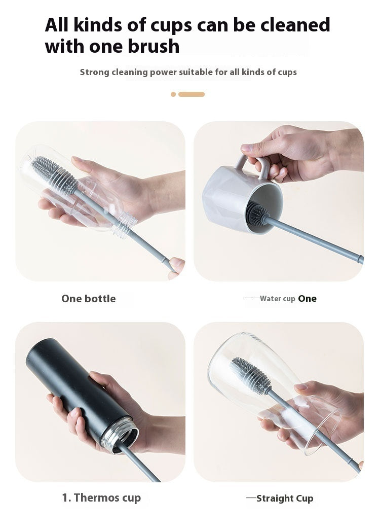 Home Ladle Silicone Cup Brush Cup Cleaning Brush No Dead Angle Gap Plastic Brush Feeding Bottle Glass