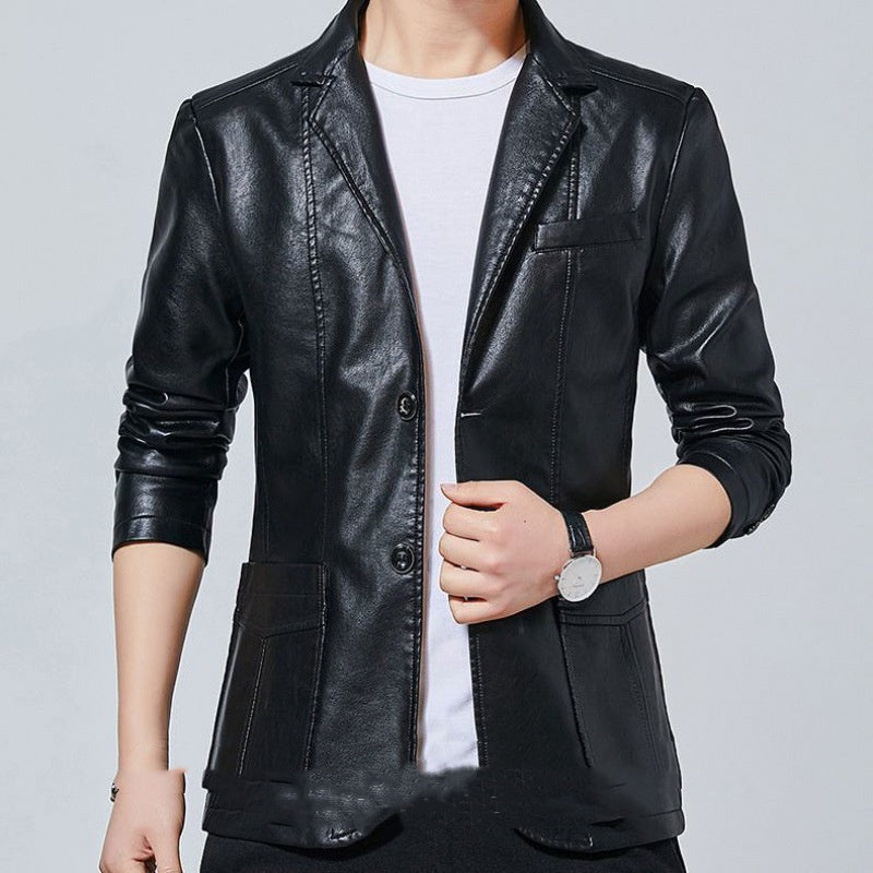 Men's Dad Solid Color Lather Coat