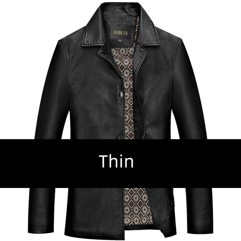 Men's Dad Solid Color Lather Coat