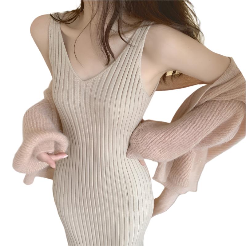 Cardigan Strap Dress Two-piece Set
