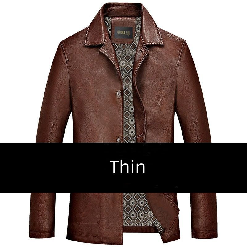 Men's Dad Solid Color Lather Coat
