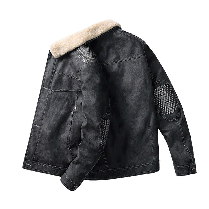 Men's Jacket New Embroidery Lapel Loose Warm Down Jacket