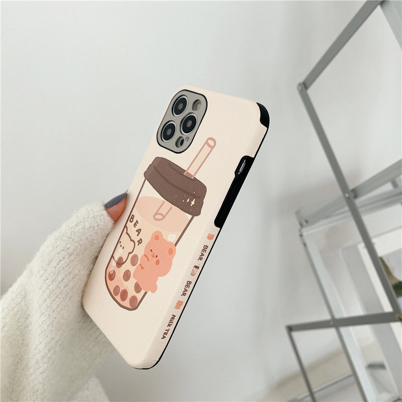 Compatible with Apple, Compatible with Apple , Milk Tea Bear For Iphone12Pro Max iphone 11 Mobile Phone Case