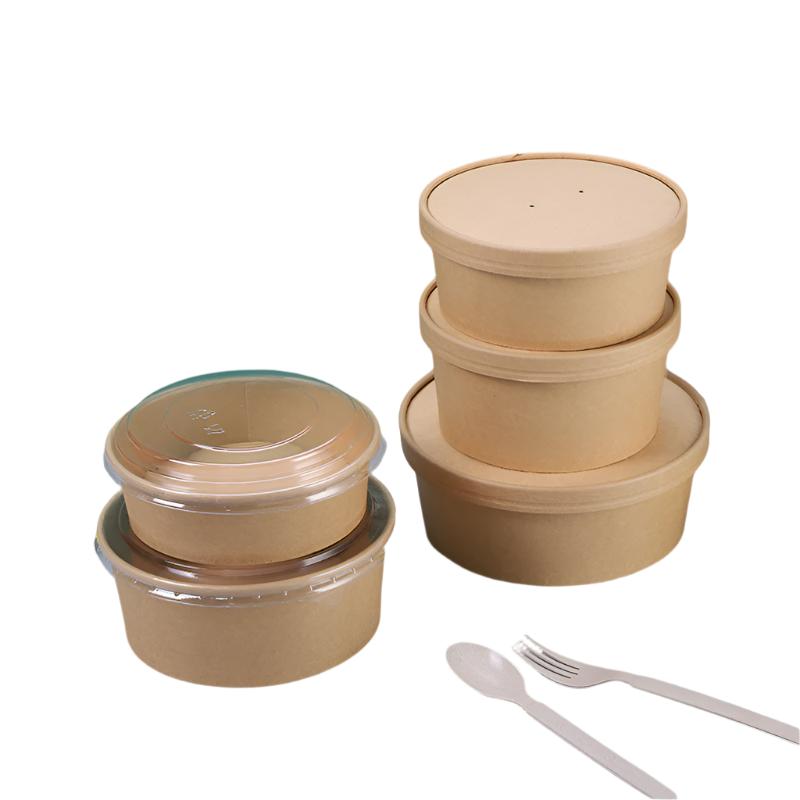 Kraft Paper Disposable Fast Food Box Round Thickening