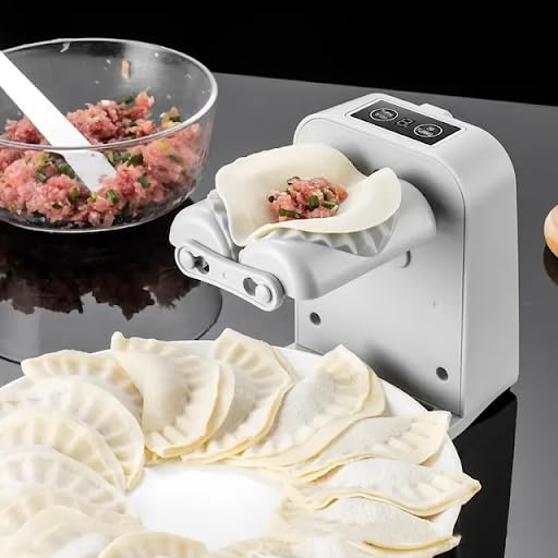 Electric Dumpling Maker Machine, Automatic Ravioli Press Mold, Household Dumpling Maker, Quick Dumpling Empanadas Pierogi Maker Tool (1, White Both side, 5.51×4.13×5.12 in,)