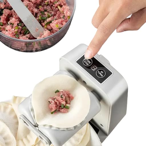 Electric Dumpling Maker Machine, Automatic Ravioli Press Mold, Household Dumpling Maker, Quick Dumpling Empanadas Pierogi Maker Tool (1, White Both side, 5.51×4.13×5.12 in,)