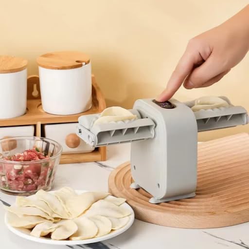 Electric Dumpling Maker Machine, Automatic Ravioli Press Mold, Household Dumpling Maker, Quick Dumpling Empanadas Pierogi Maker Tool (1, White Both side, 5.51×4.13×5.12 in,)