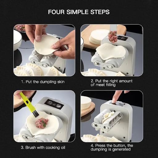Electric Dumpling Maker Machine, Automatic Ravioli Press Mold, Household Dumpling Maker, Quick Dumpling Empanadas Pierogi Maker Tool (1, White Both side, 5.51×4.13×5.12 in,)