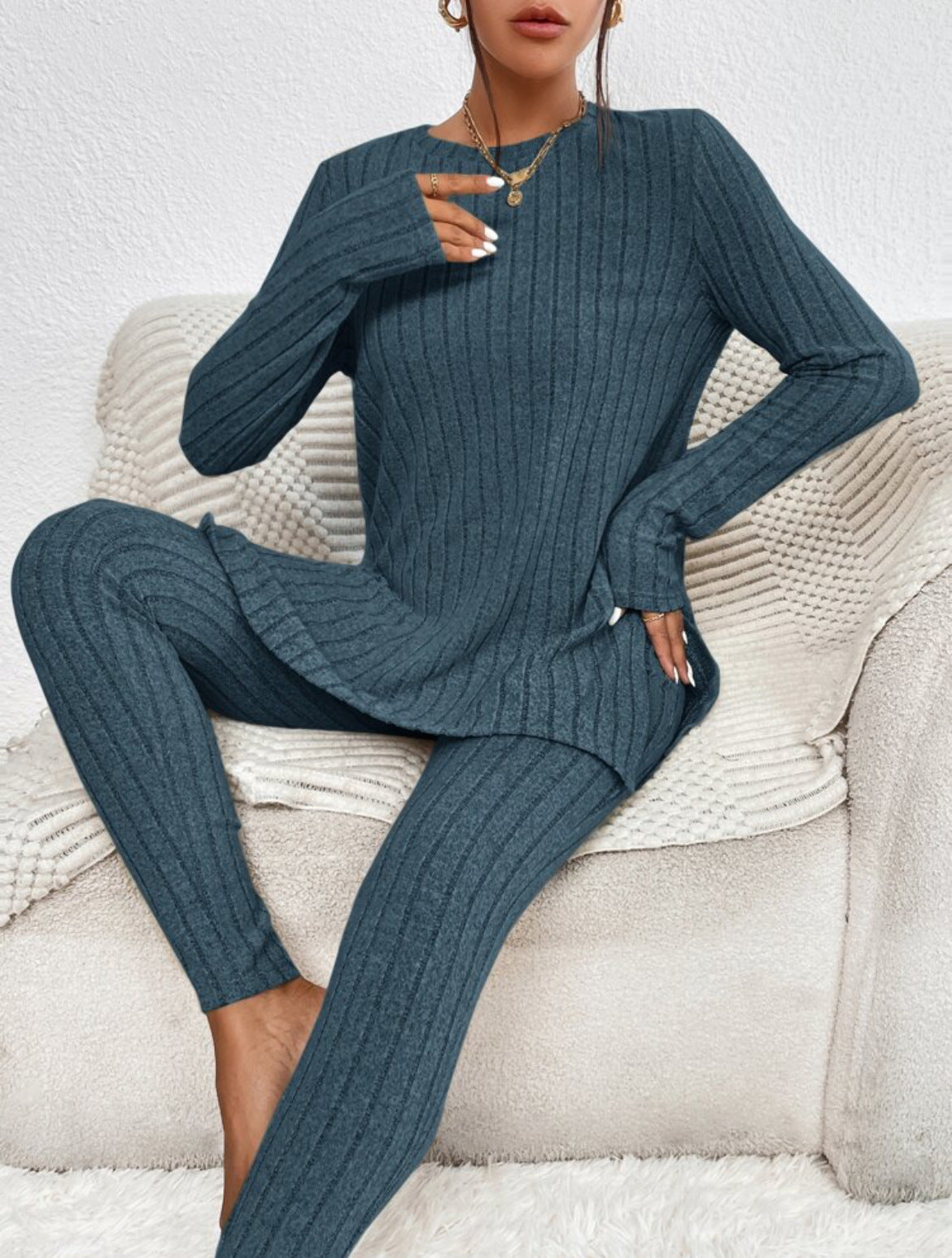 Fashion Round-neck Shirt Trousers Suit